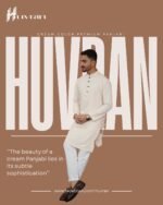 Huvran -এর ক্রিম কালার প্রিমিয়াম মাইক্রোস্টিচ সলিড পাঞ্জাবি