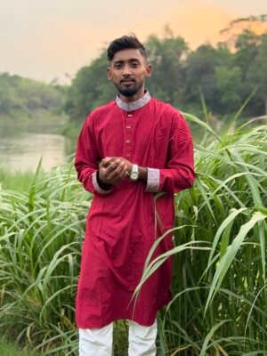 Huvran এলিগেন্ট এমব্রয়ডারিসহ মাইক্রোস্টিচ পাঞ্জাবি (মেরুন)