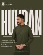 Huvran -এর অলিভ কালার প্রিমিয়াম মাইক্রোস্টিচ সলিড পাঞ্জাবি